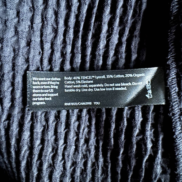 Eileen Fisher‎ Black Honeycomb Tencel & Organic Cotton Shift Dress Size small - Picture 4 of 4